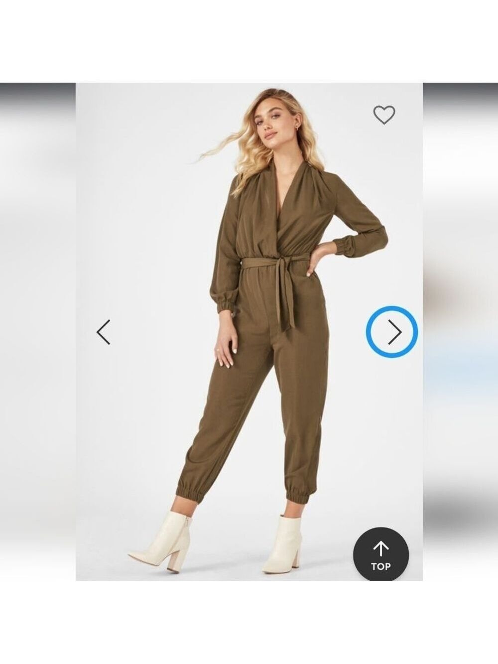 JustFab Olive Green Utility Jumpsuit Women's